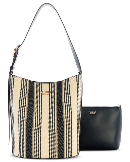 Guess Black Nicolette Small Two-in-one Bucket Shoulder Bag