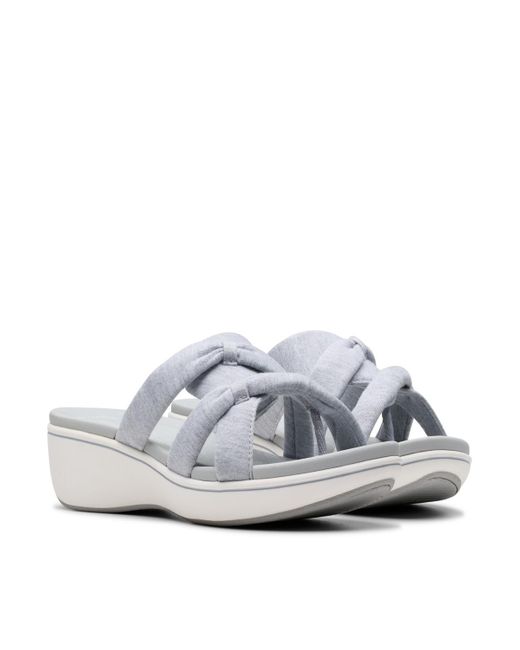Clarks White Cloudsteppers Breeze Rae Cam Slip-on Flat Sandals