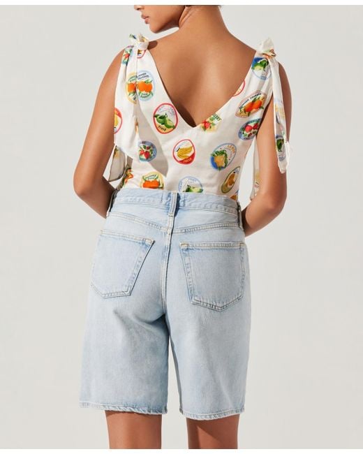 Astr Blue Allexina Cowlneck Shoulder-tie Top