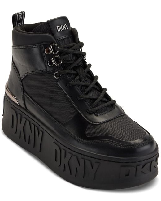 DKNY Black Layne Lace-up High-top Platform Sneakers