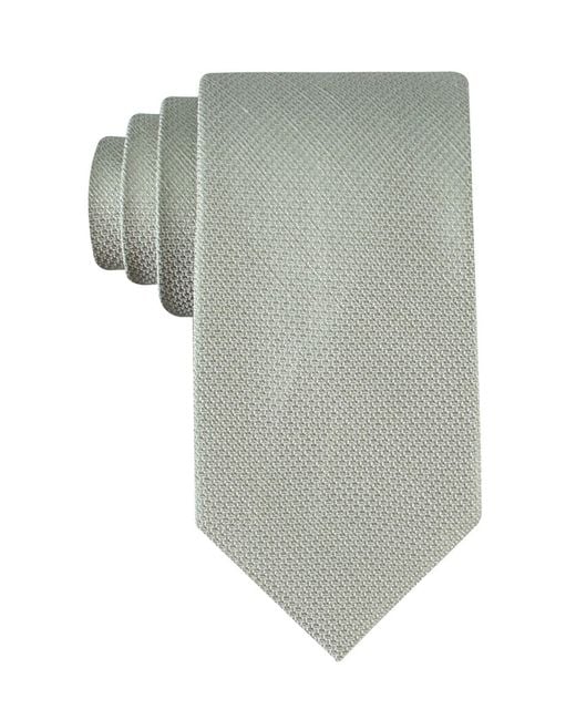 Calvin Klein Gray Textured Solid Silk & Linen Blend Tie for men