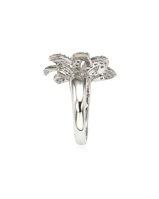 SUZY LEVIAN NEW YORK Sterling Silver Sapphire & Created White Sapphire Flower Ring