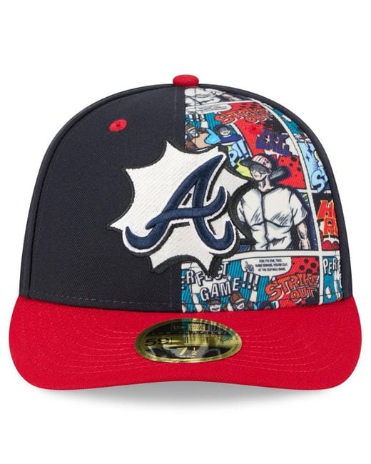 KTZ Navy/red Atlanta Braves 2025 Mlb Diamond Hero Edition Low Profile 59fifty Fitted Hat for men