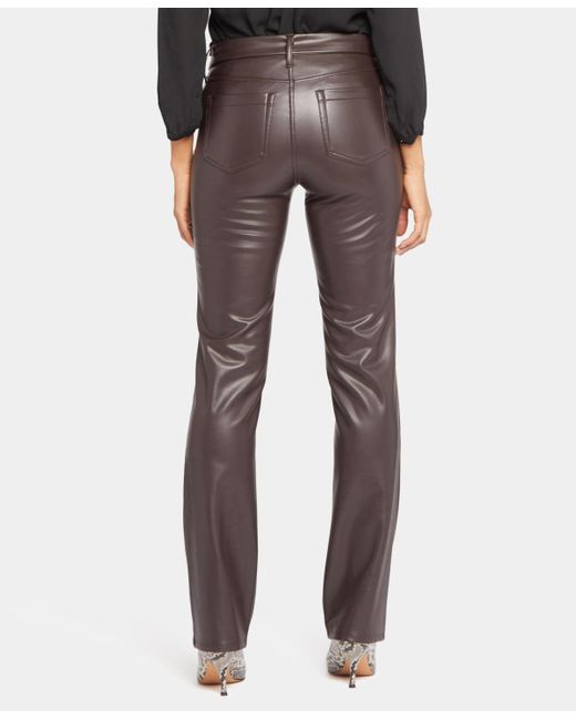 NYDJ Black Faux Leather Marilyn Straight Pants