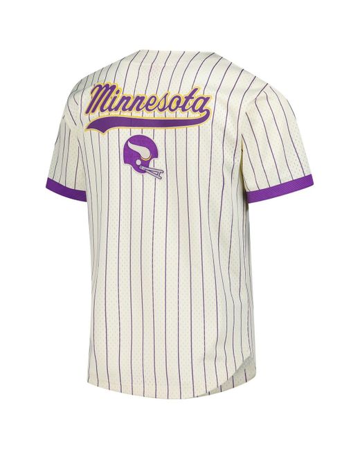 Mitchell & Ness White Minnesota Vikings Vintage Logo Final Seconds Full-button Mesh T-shirt for men
