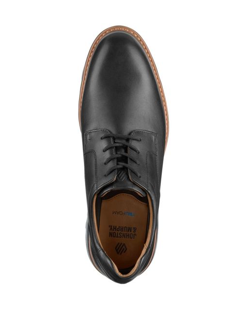 Johnston & Murphy Black Braxton Plain Round Toe Shoes for men