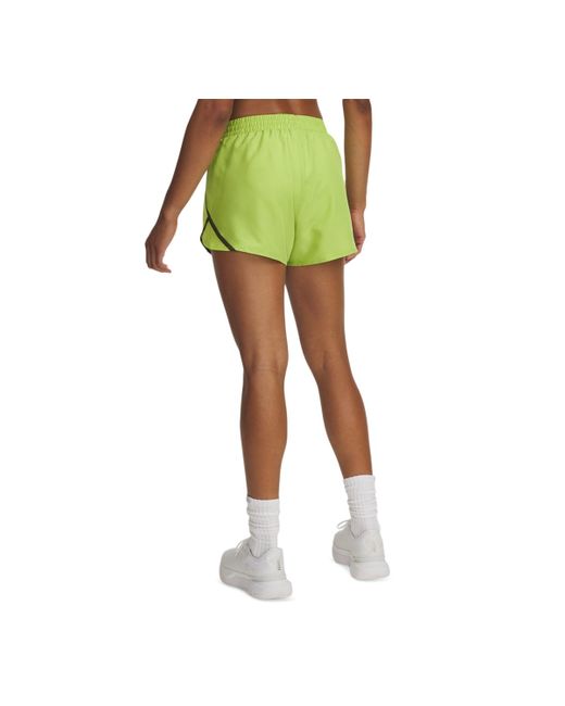 Under Armour Yellow Fly By Mesh-panel Running Shorts