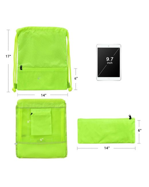 SUGIFT Green Drawstring Backpack String Bag Foldable Sports Sack
