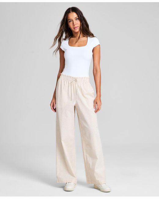 And Now This White Cotton Tie-waist Wide-leg Pants