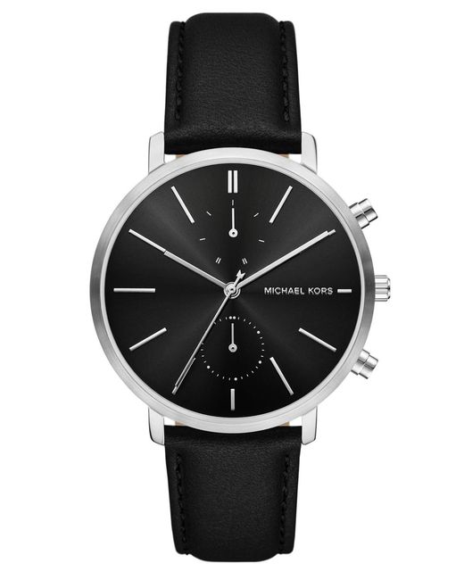 Michael Kors Black Blake Multifunction Leather Watch for men