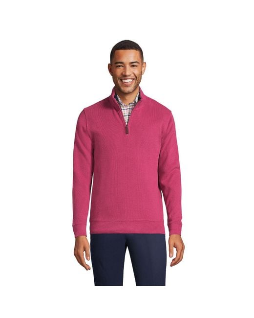 Lands' End Bedford Rib Quarter Zip Sweater in Red for Men Lyst