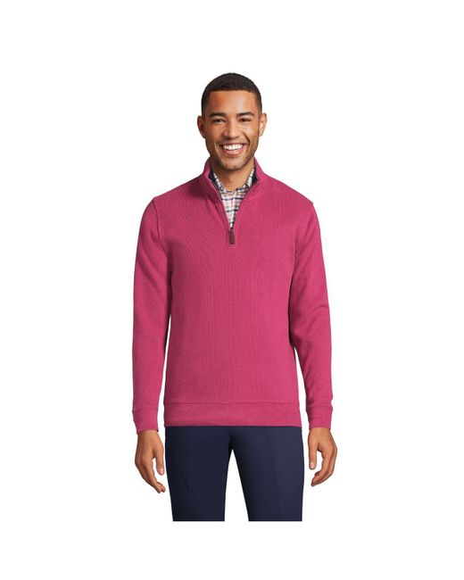 Lands' End Tall Bedford Rib Quarter Zip Sweater in Red for Men | Lyst