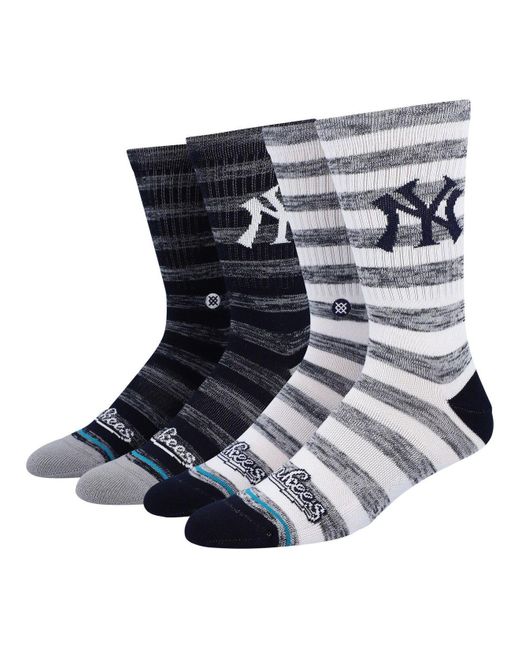 Stance Cotton New York Yankees 2pack Twist Crew Socks Set in White for