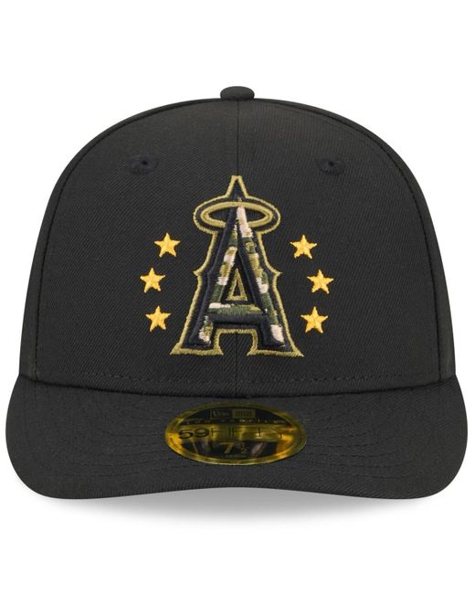 KTZ Black Los Angeles Angels 2024 Armed Forces Day Low Profile 59fifty Fitted Hat for men