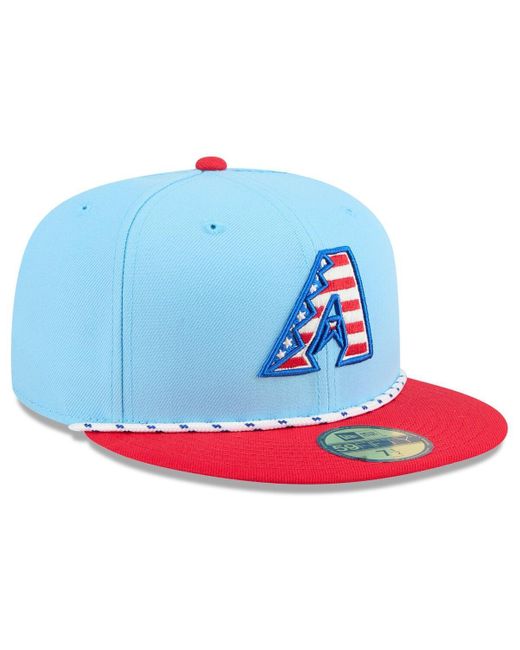 KTZ Light Blue/red Arizona Diamondbacks 2025 Fourth Of July 59fifty Fitted Hat for men
