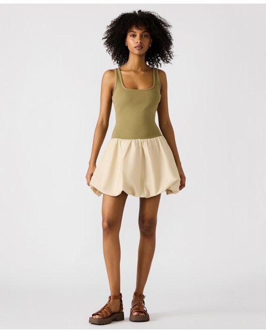 Steve Madden Natural Bubble Linnea Mixed-media Mini Dress