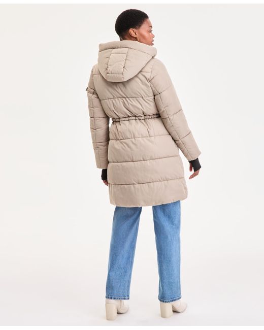 Steve Madden Blue Hooded Puffer Utility Coat