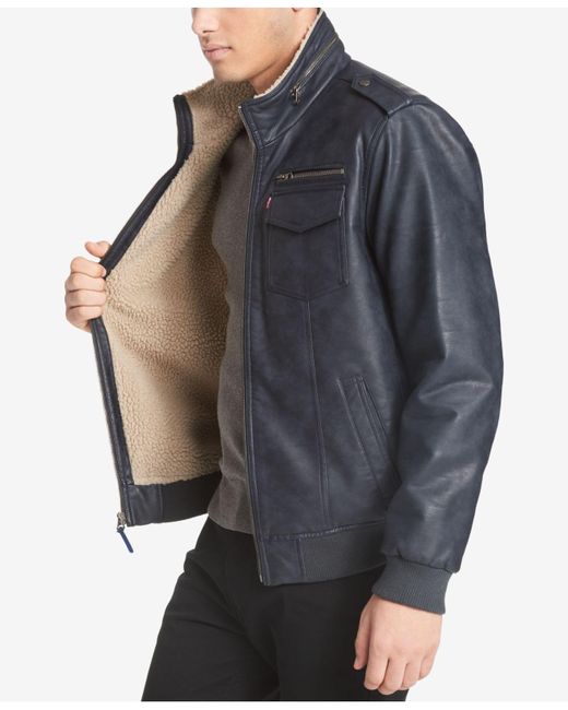 levi's leather bomber jacket mens