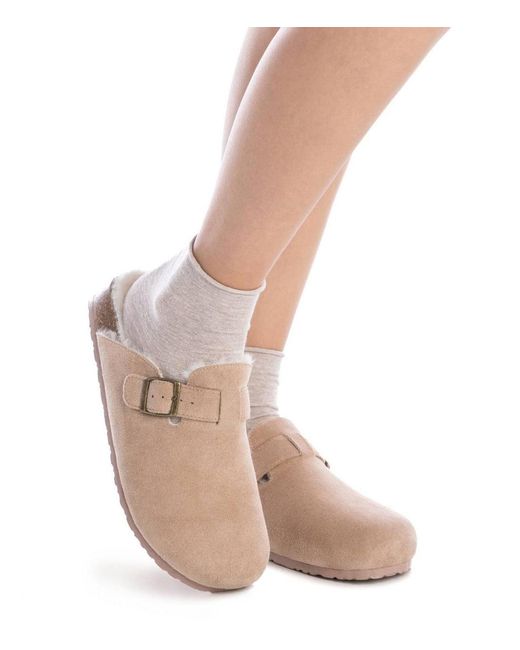 Xti Natural Winter Suede Clogs By