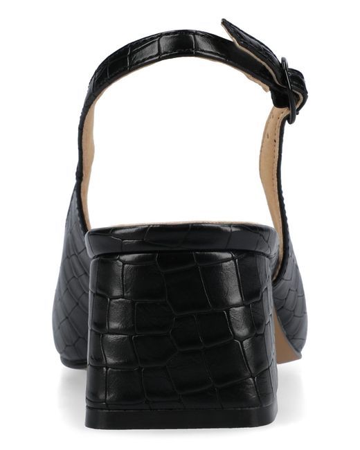 Journee Collection Black Everlee Square Toe Slingback Pumps