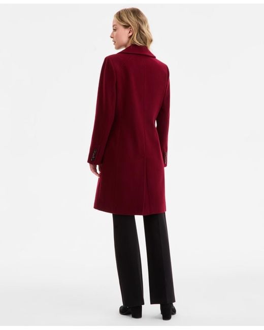 Anne Klein Red Single-breasted Walker Coat