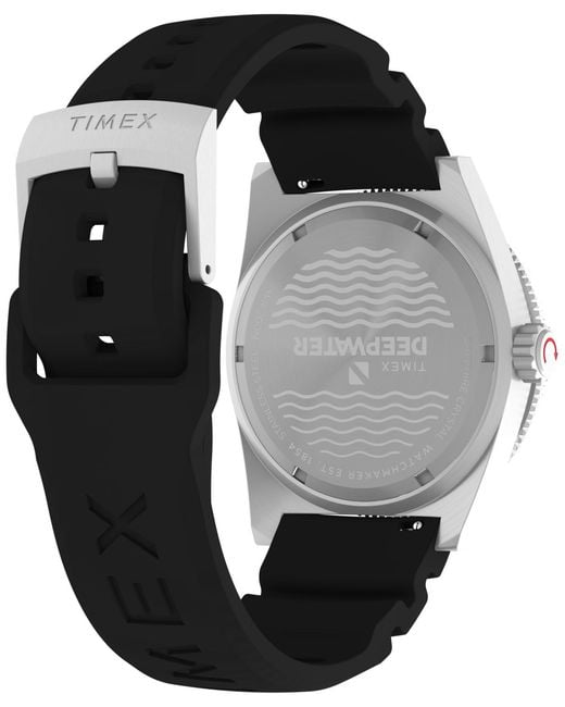 Timex Black Analog Rubber Strap Watch for men