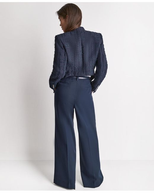 BCBGMAXAZRIA Blue Open-front Stand Collar Jacket