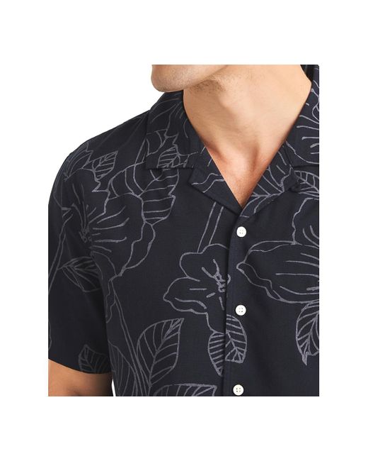 Nautica Black Miami Vice X Printed Short Sleeve Button-front Camp Shirt for men