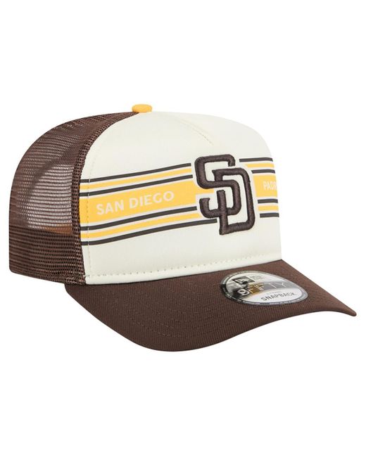KTZ Metallic Cream/brown San Diego Padres Banner A-frame 9fifty Trucker Snapback Hat for men