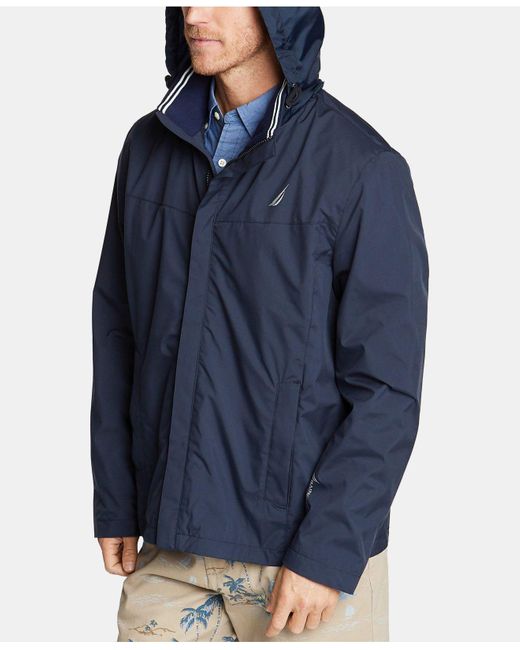Nautica Synthetic Waterproof Packable Hooded Jacket in Blue for Men - Lyst