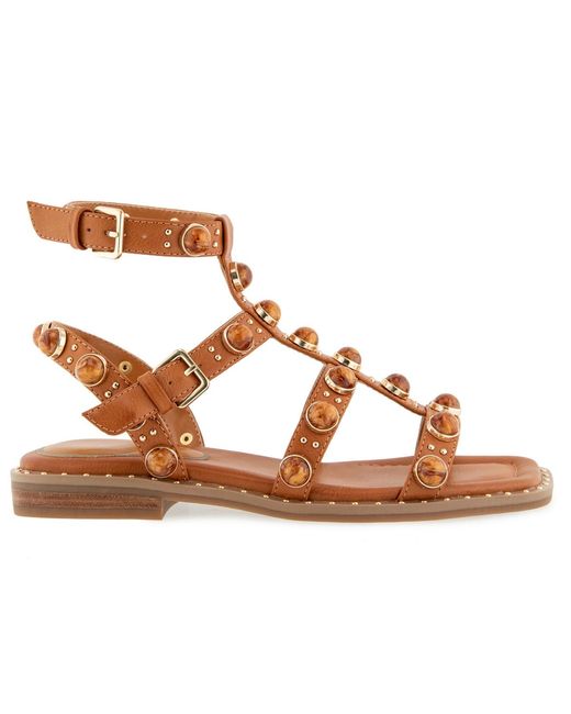 Kenneth Cole Brown Ruby Stones Gladiator Flat Sandals