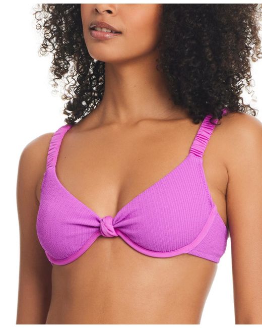 Sanctuary Purple Sweetheart-neck Underwire Bikini Top