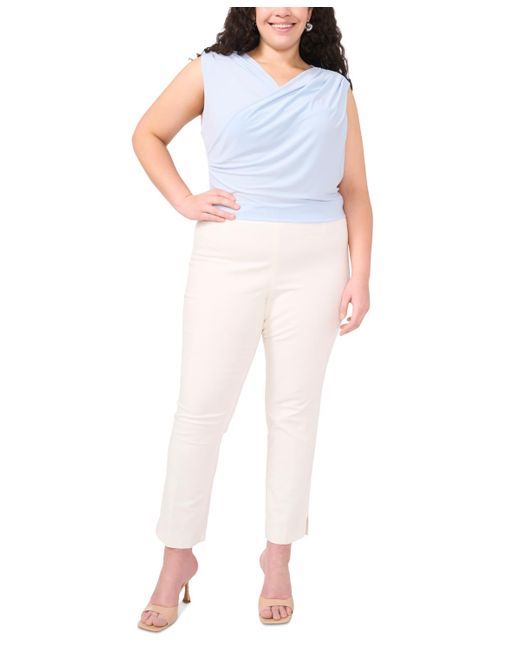 Vince Camuto Blue Plus Size Draped Cross-neck Sleeveless Top