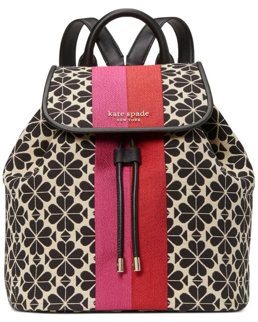 Kate Spade Flower Jacquard Stripe Medium Flap Backpack Lyst