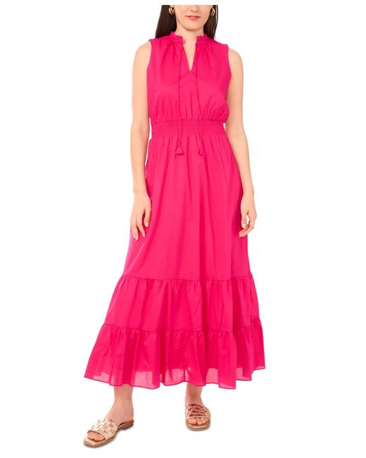 Vince Camuto Women's Pink Cotton Tiered Maxi Dress Vince Camuto Women's Pink Cotton Tiered Maxi Dress