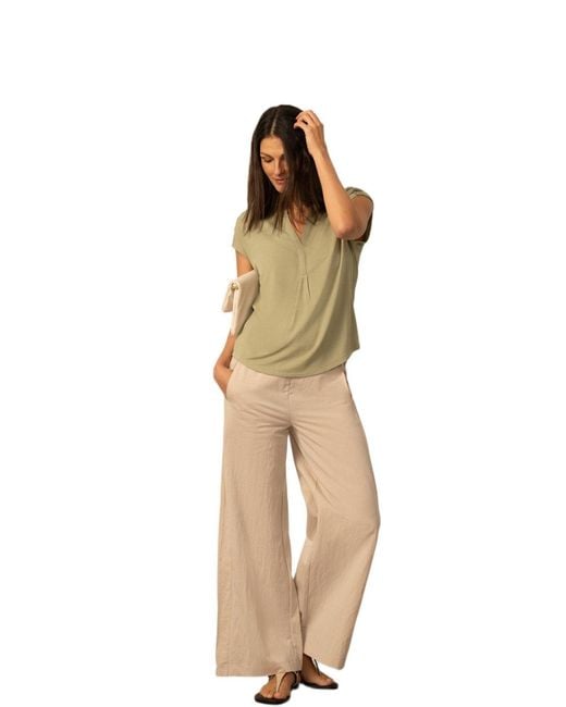 Cable & Gauge Green Split Neck Slub Terry Tee
