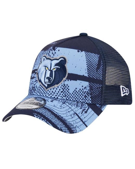 KTZ Navy/light Blue Memphis Grizzlies Tip Off A-frame Trucker 9forty Adjustable Hat for men