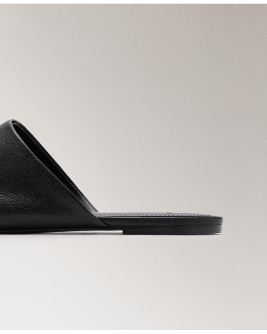 Mango White Leather Mule Slippers