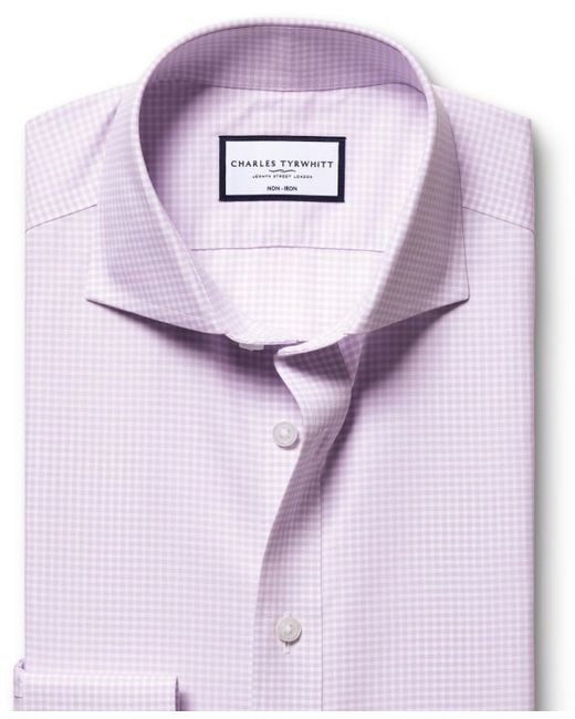 Charles Tyrwhitt White Non-iron Gingham Dress Shirt for men