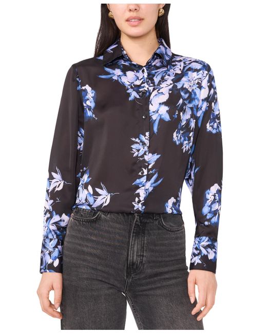 1.STATE Blue Printed Long Sleeve Top