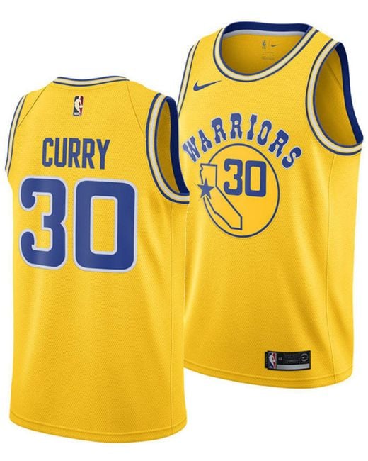 Nike Yellow Stephen Curry Golden State Warriors Hardwood Classic Swingman Jersey for men