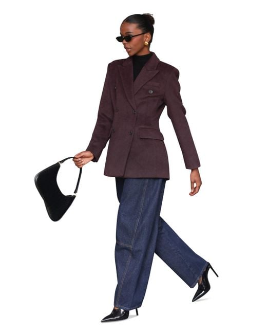 Avec Les Filles Purple Notched-collar Blazer Coat