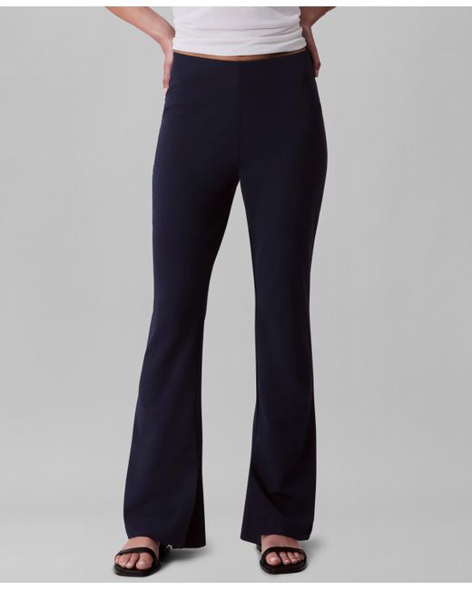 Calvin Klein Blue Stretch Crepe Pull-on Pants