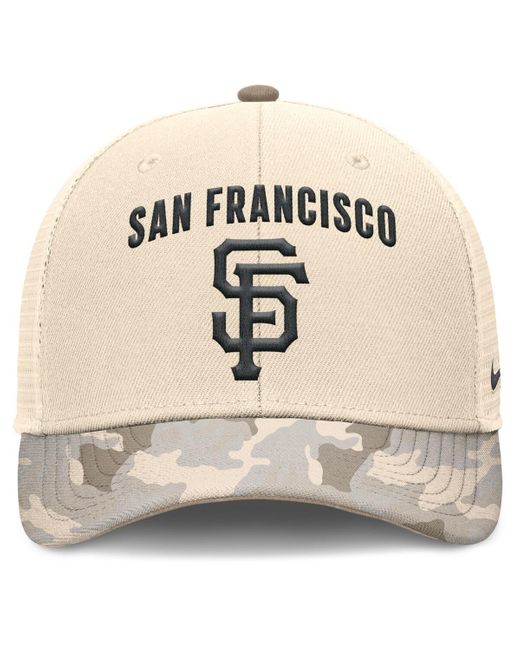 Nike Natural San Francisco Giants Camo Pack Rise Adjustable Trucker Hat for men
