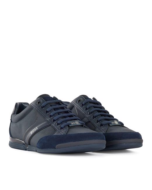 BOSS by HUGO BOSS Suede Mixed-material Trainers Shoes in Dark Blue ...