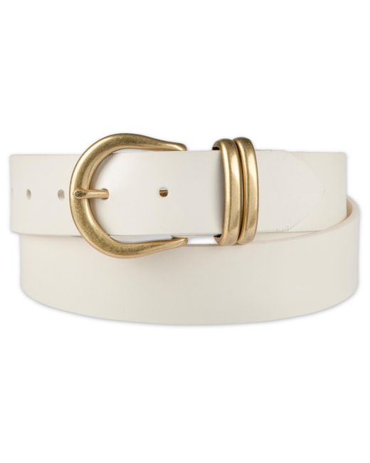 Levi's White Double Metal Loop Leather Belt