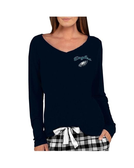 Concepts Sport Blue Philadelphia Eagles Marathon Knit Long Sleeve Lightweight V-neck Lounge Top