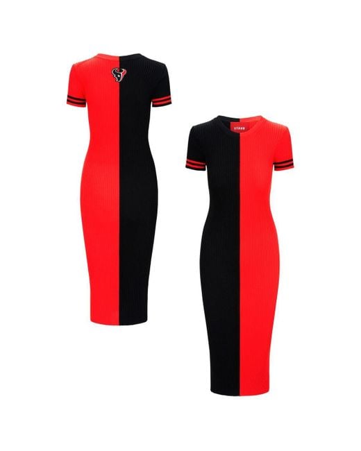 Staud Navy/red Houston Texans Colleen Dress
