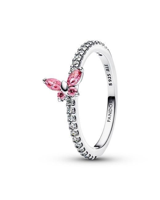 Pandora White Sparkling Butterfly Ring