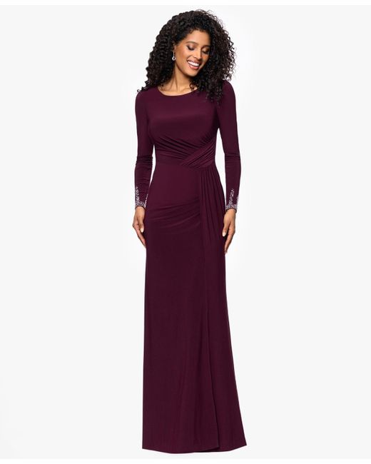 Betsy & Adam Purple Petite Beaded Dress